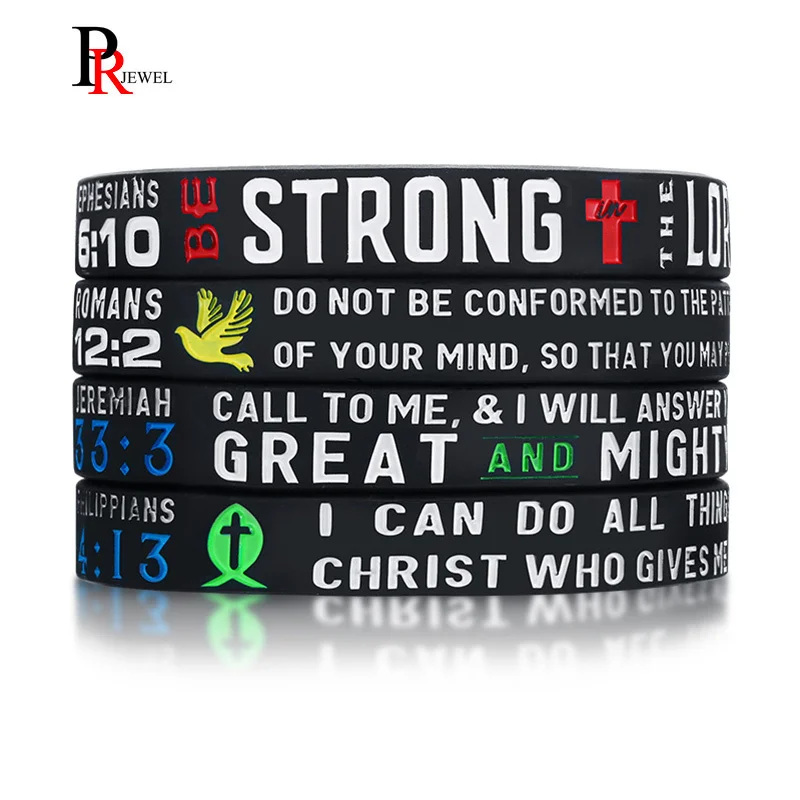 "Power of Faith" Bible Verse Wristbands 4Pcs/Set Christian Religious