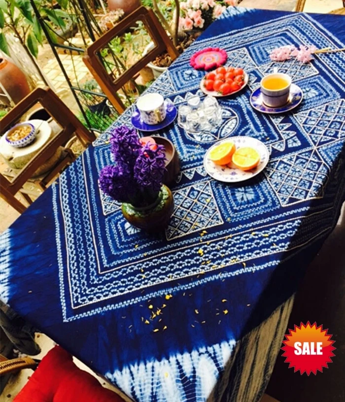 

Japanese Shibori Tie dye Arts Gorgeous adornment Arts / Unique Original design Handmade Kanoko Table Cloth Many Uses
