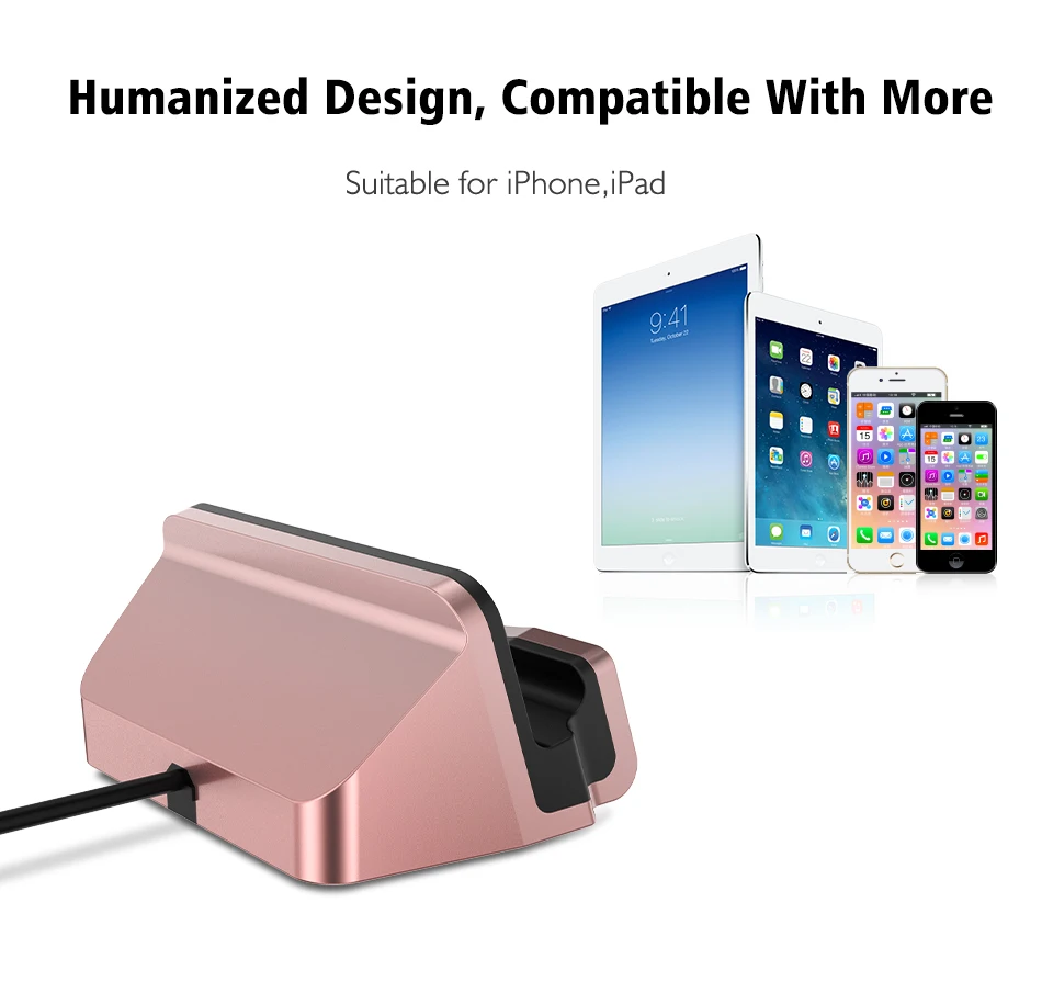 RAXFLY Desktop Charging Stand Holder Base For iPhone 7 6S 6 Plus 5 5S SE Charger Dock Holder Stand Station For iPad Mini 4 3 Air (4)