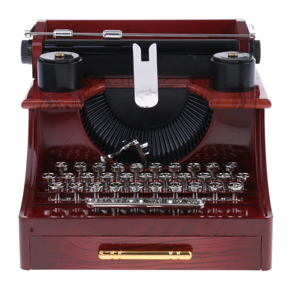New Arrivals Retro Creative Typewriter Wind Up Music Box Clockwork Toy Desktop Supplies for Children Kids Toys Birthday Gift