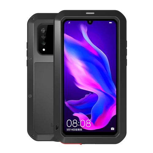 Гориллы Стекло Пленка чехол для huawei P30 Lite чехол LOVE MEI металлический Водонепроницаемый противоударный чехол для huawei Nova 4E чехол Capa - Цвет: Черный