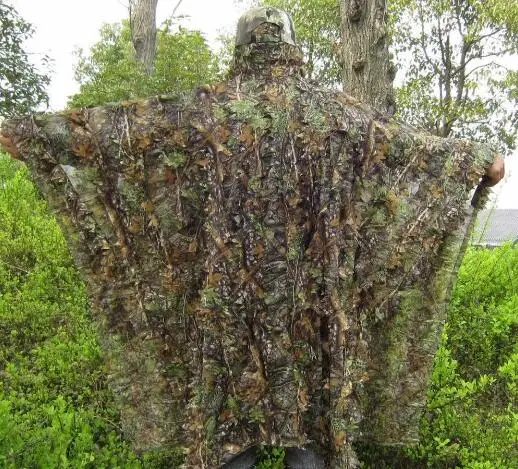 Пончо с листьями джунгли ghillie Костюмы охотничий камуфляж 3D Bionic Leaf Yowie сетка для охоты - Цвет: TREEN