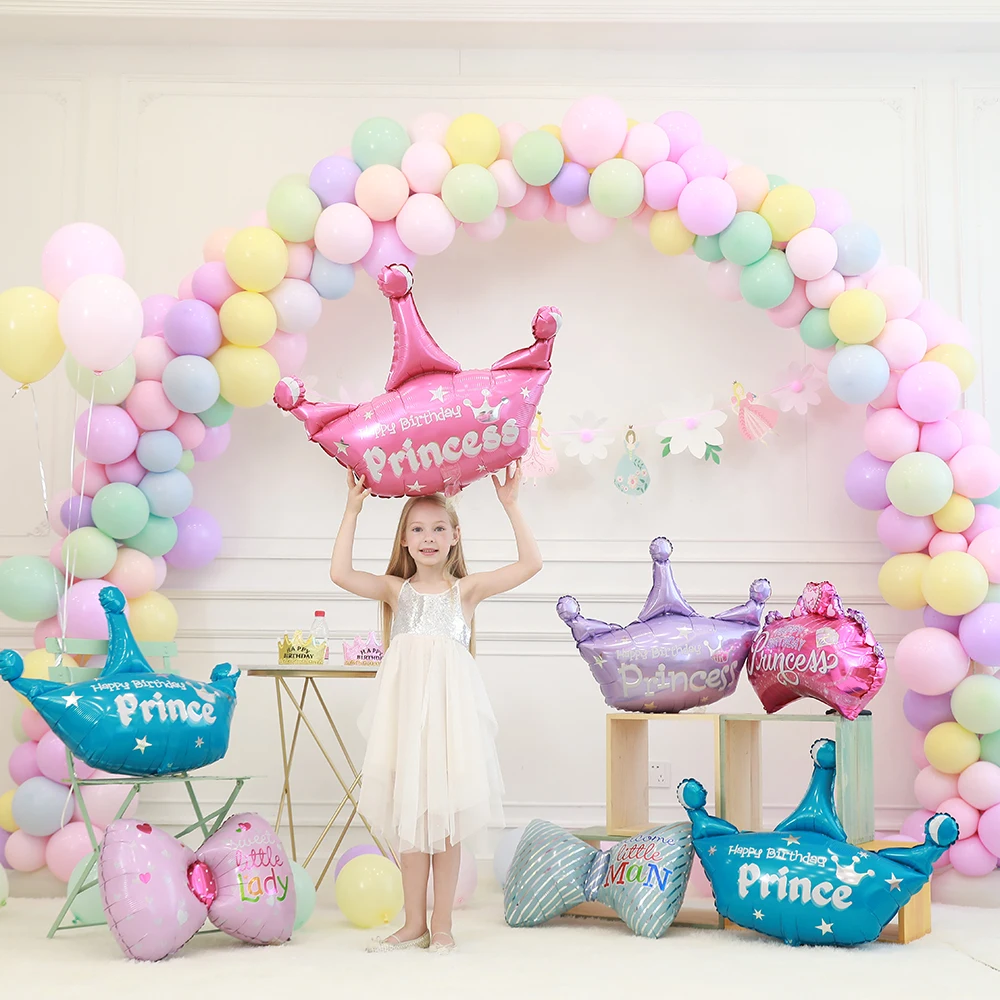 

103*93cm pink blue helium balloon princess crown foil balloons for happy birthday wedding party baby shower decoration globos