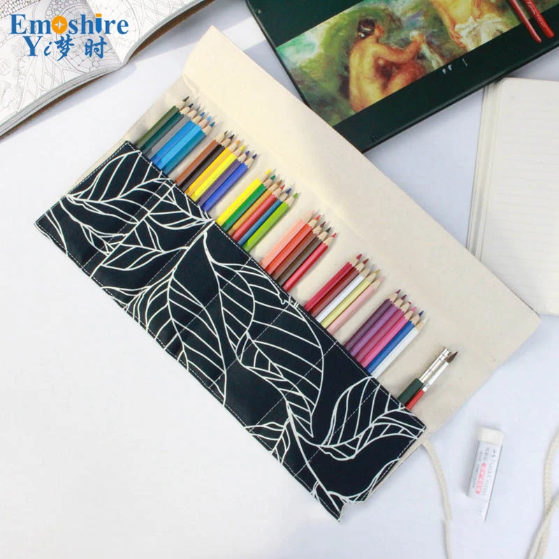 Emoshire Pencils cotton fabric blinds exclusive original color lead pencil large capacity hole pencil pencil bag (4)