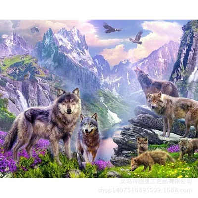 

5D Diamond Painting Animal wolf Diamond Embroidery Cross stitch Round drill Home Decoration Bedroom Full drilling