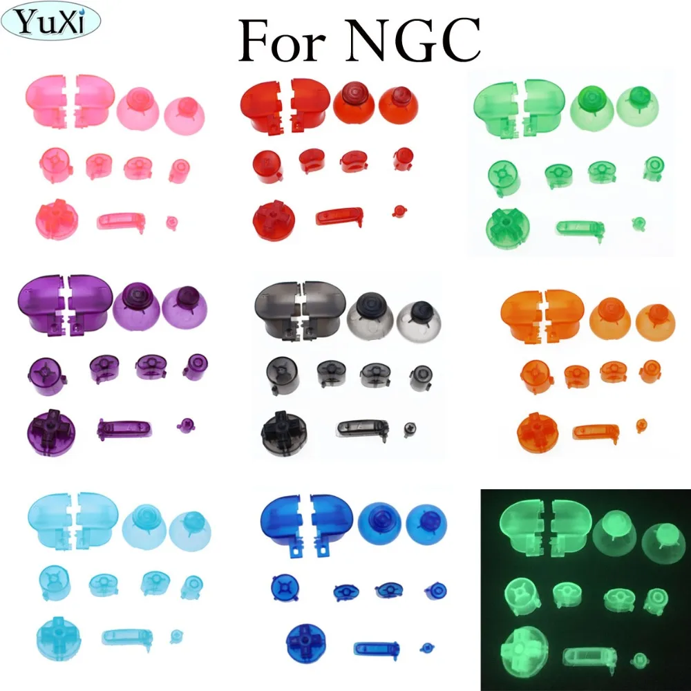 

YuXi Y X A B crystal color For Gamecube Controller Mod Colorful Complete button set with Thumb Joystick Caps for N GC button set