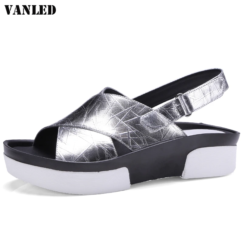 

VANLED Round Toe Open Toed Women Sandals Casual Fashion Platform Sandals 2017 New Ladies Girl Summer Sandals Flat Sandal