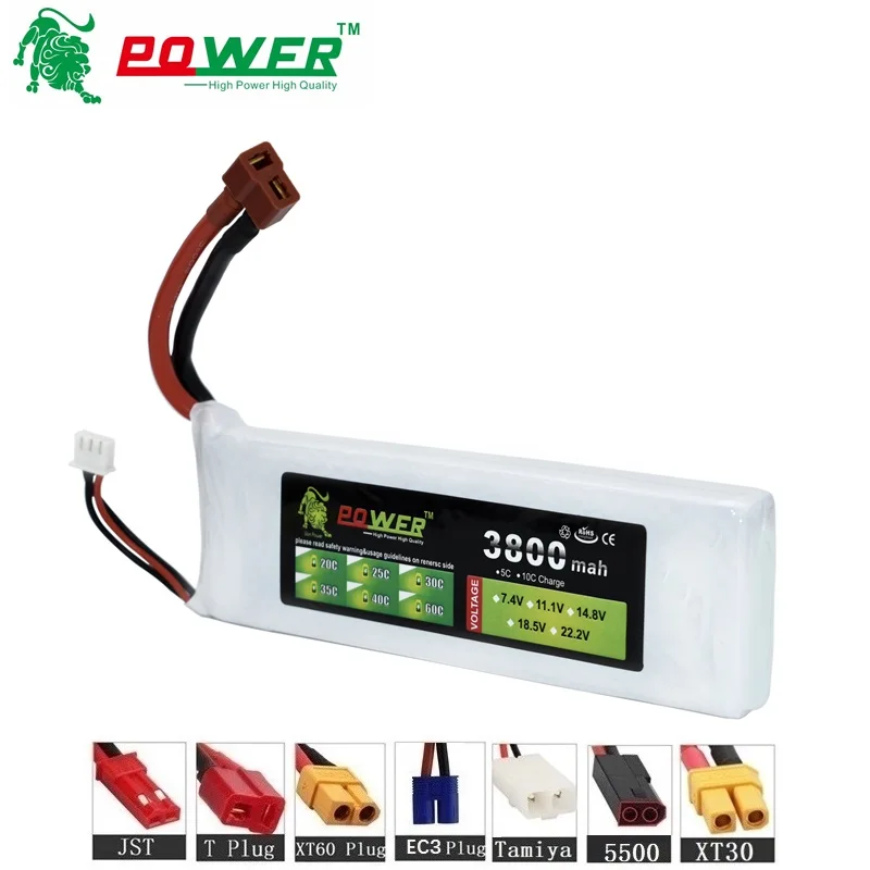 

11.1v 3800mah 30c For Helicopter Four axis Car Boat power T XT60 JST Plug 11.1 v bettery 3800mah 3S lipo battery