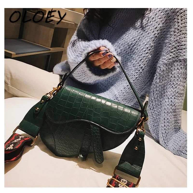 

2019 New Fashion Personality Women Belt Waist Bag Clutch Purse Chain Shoulder Bag Crocodile pattern Saddle Chest Bags Should#