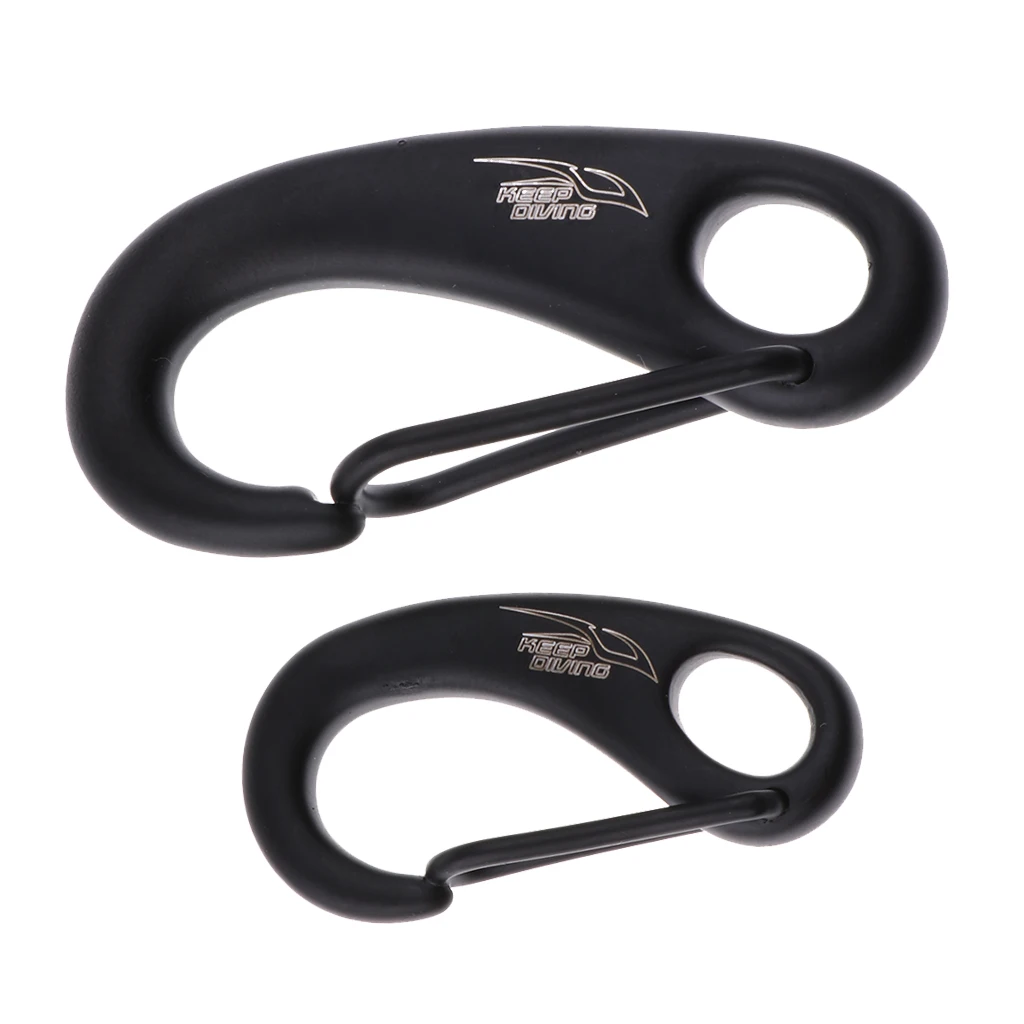 Perfeclan Spring Snap Hook Clip Quick Link Carabiner Scuba Diving Snorkeling Accessories Black 50mm/70mm 