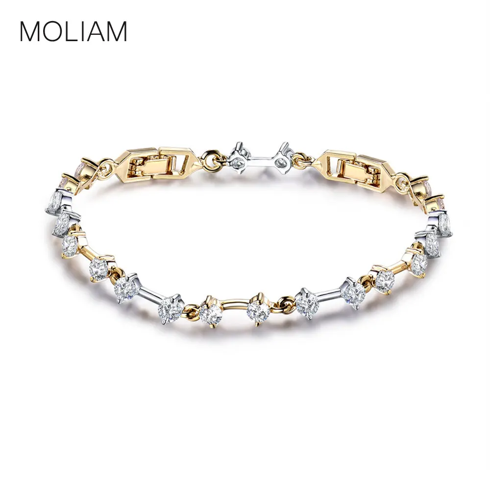

MOLIAM 2016 Brand Bracelet Simple Designer Hand Chain Jewelry Round Crystal Zircon Charm Bangle MLL150