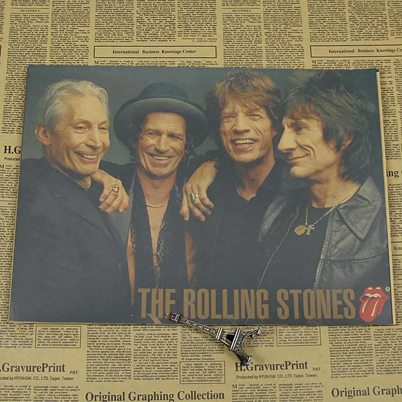 Уютный момент Rolling Stones группа/Винтажные Плакаты/крафт-бумага плакат/кафе стены дома декоративная живопись постер QT360 - Цвет: Розовый