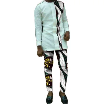 

Man's African Men Clothes Sets Men Packwork Tops+Trousers Set Fashion Printing Costume T-shirt+Pants Africa Clothing Customized