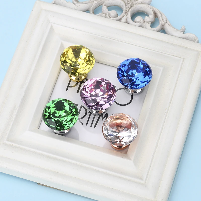 Diamond Crystal Glass Knobs Cupboard Pulls Drawer Knobs (7)