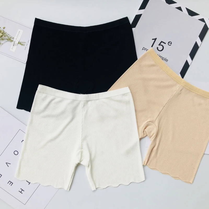 

SP&CITY Plus Size Women Summer Modal Safety Short Pants Soft Breathable Short Pants Under Dress Ruffle Seamless Safety Pants