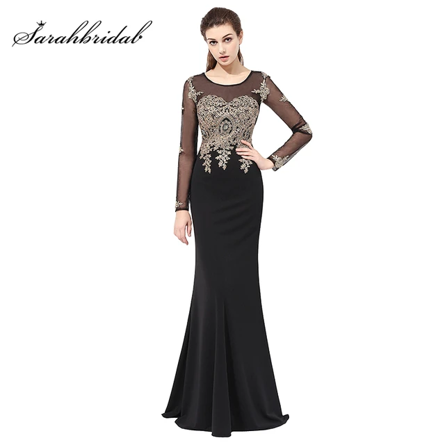 Gold and Black Chiffon Prom Dresses