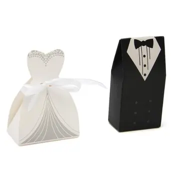 

100pcs Tuxedo Dress Groom Bridal Candy Gift Boxes Wedding Party Favour