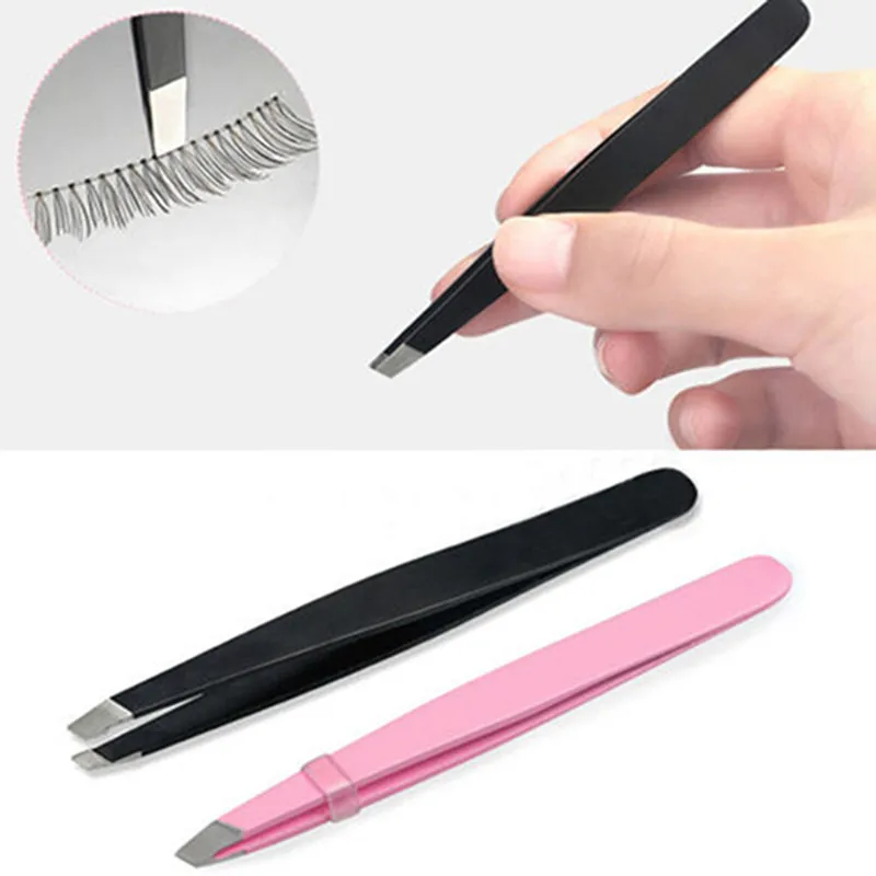 1 PC Professional Eyebrow Tweezers Hair Beauty Slanted Stainless Steel