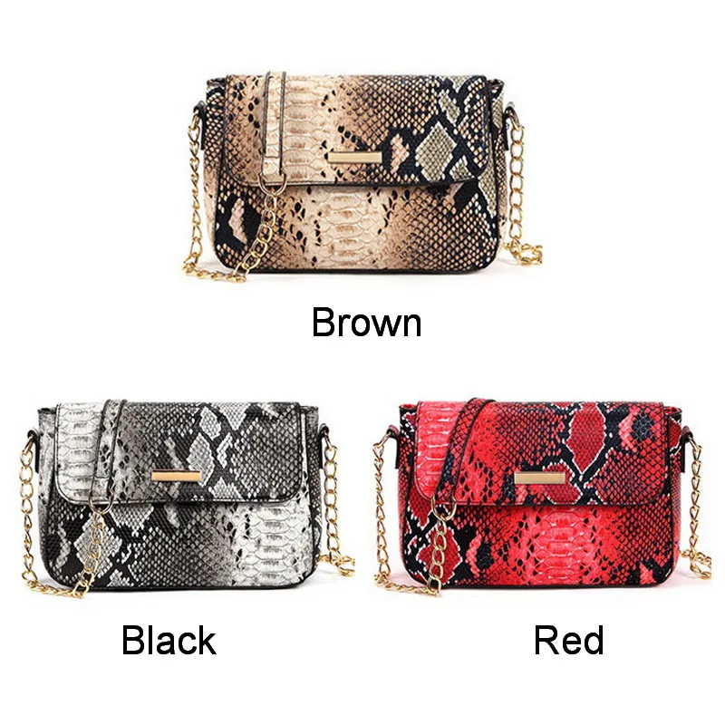 FUNMARDI صغيرة Crossbody حقيبة للنساء الأزياء ثعبان حقيبة كتف جلدية pu الإناث سلسلة حقيبة ساعي النساء العلامة التجارية حقيبة WLHB1790