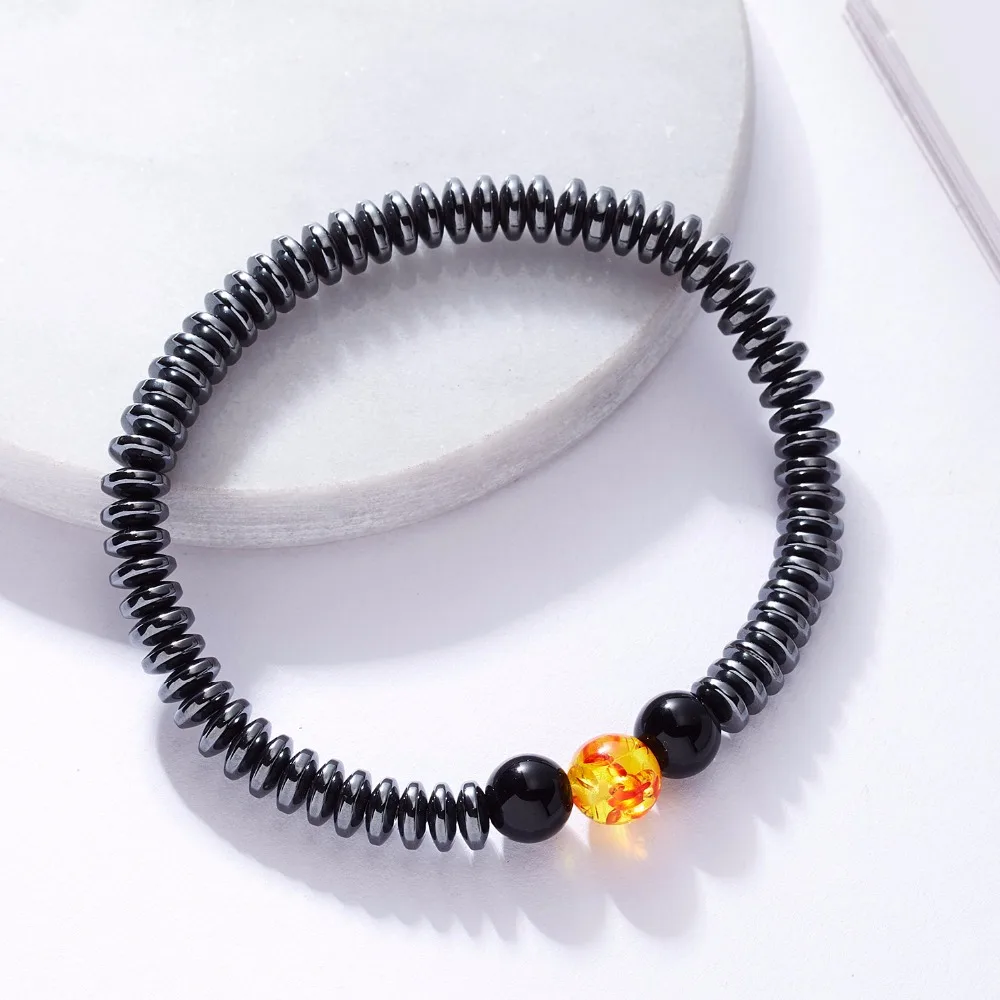 Модный минималистичный браслет из натурального камня мужской браслет из Гематитовых бусин крутые байкерские украшения аксессуары браслет в подарок