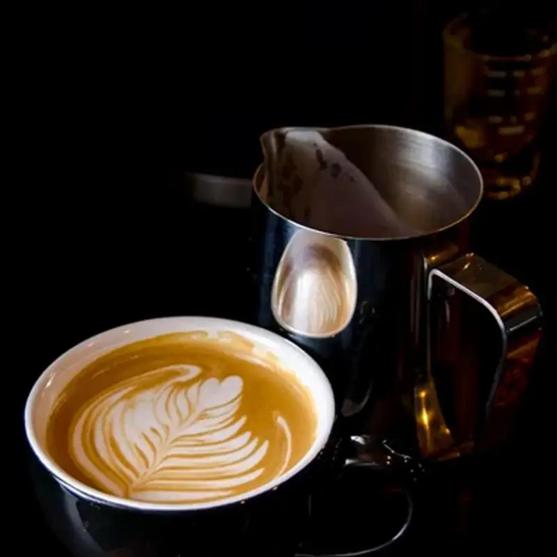 

Stainless Steel Coffee Pitcher Pull Flower Cup Kitchen Milk Coffee Mug Warm Latte Cappuccino Coffee Tool