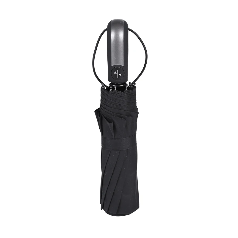 Fully-Automatic 3 Folding Umbrella Male Large Strong Windproof Unbreakable Heavy-Duty Travel Outdoor Handle Black Rain Parapluie