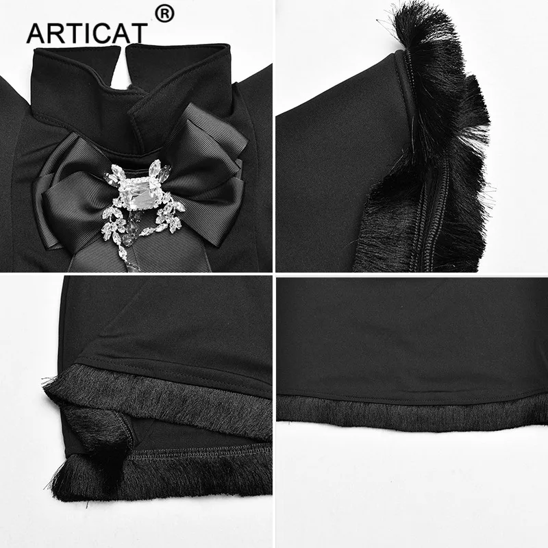 Женское мини платье с бахромой Articat белое/черное облегающее оборками и