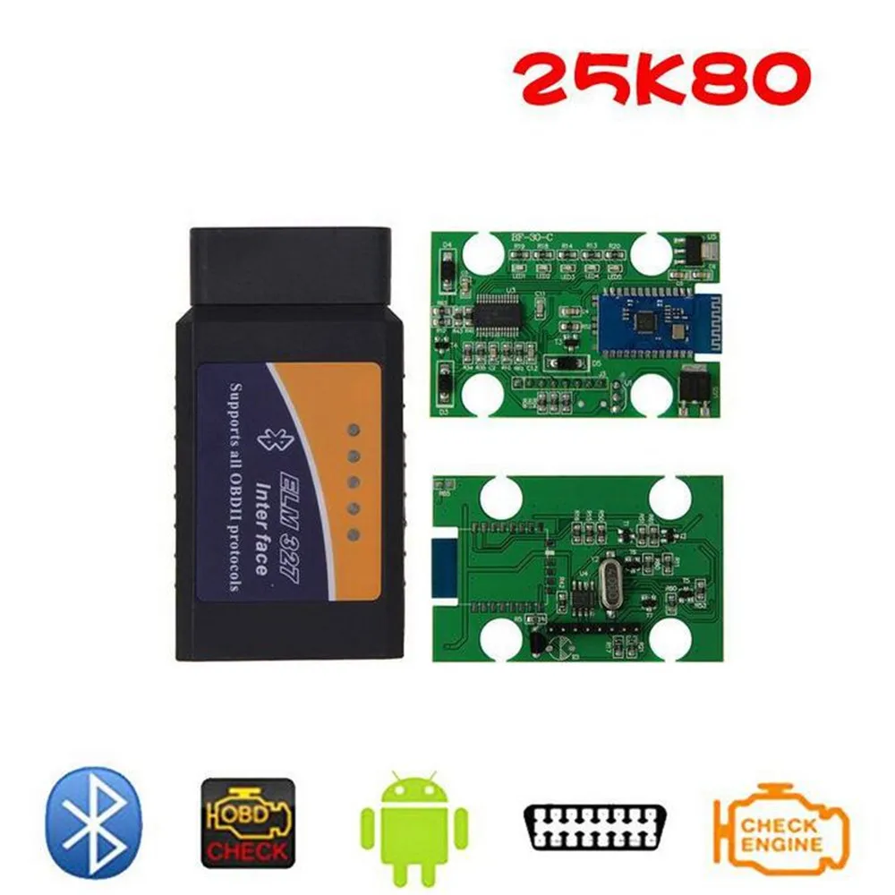 ELM327 25K80 OBDII V1.5 Bluetooth считыватель кода Мини OBD2 ELM 327 USB сканирующий инструмент HHOBD obdsan сканер