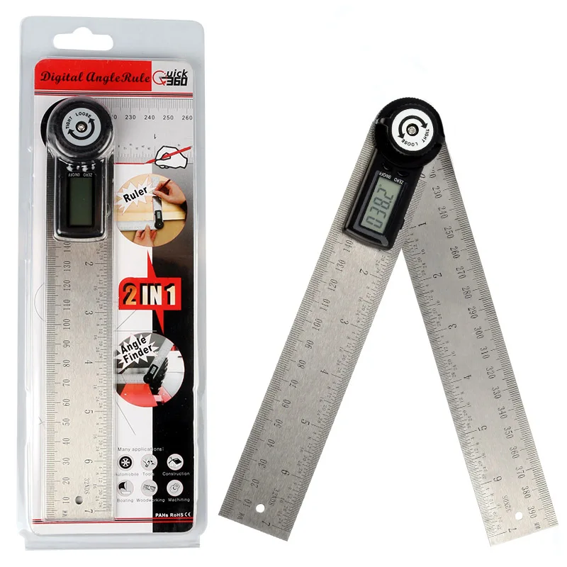 2 IN 1 Digital Angle Ruler Stainless Steel Ruler Intelligent LCD