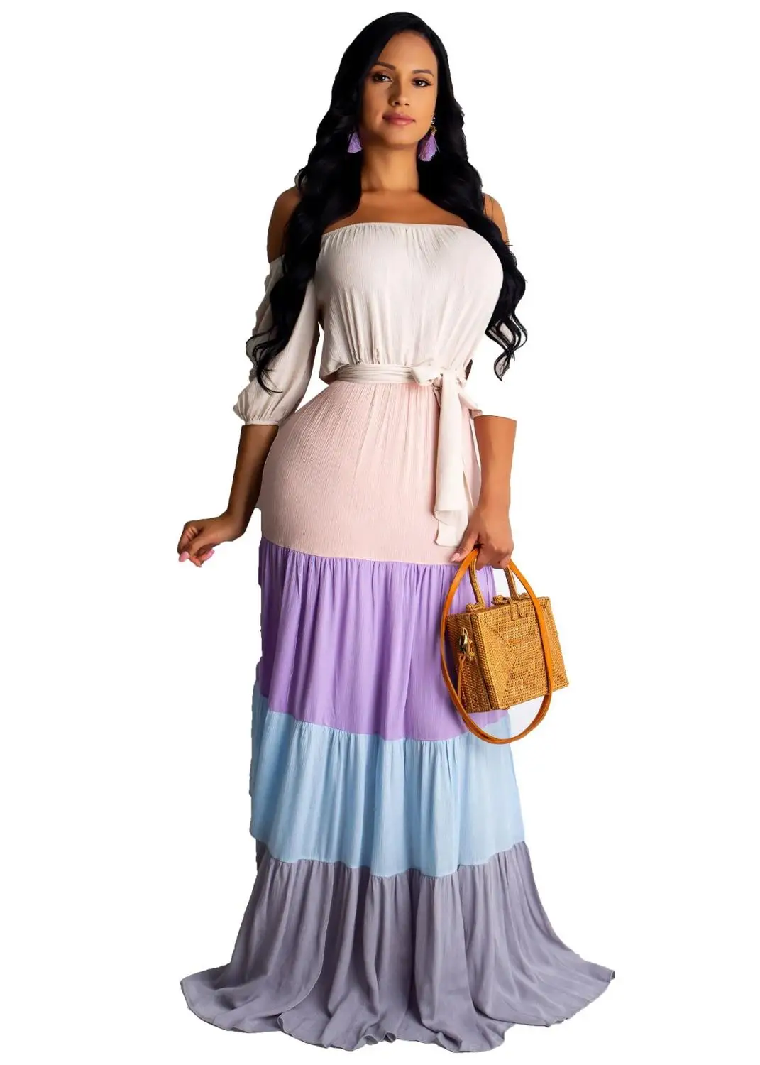 color block maxi dress