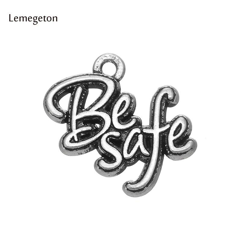 

Lemegeton 10pcs Single-side Word Be Safe Charm Pendant For Necklace Jewelry Key Chain Making