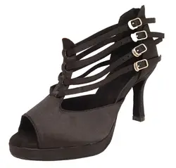 Размер 4-11 высокое качество Zapatos De Baile Black Satin платформа Обувь для танцев 4-10 см каблук Для женщин Латинской сальсы Танцы обувь ZC34