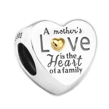 Настоящее золото 14K Любовь бисер 925 стерлингового серебра сердце семьи 585 Подвески для изготовления ювелирных изделий fits дизайнерские браслеты kralen