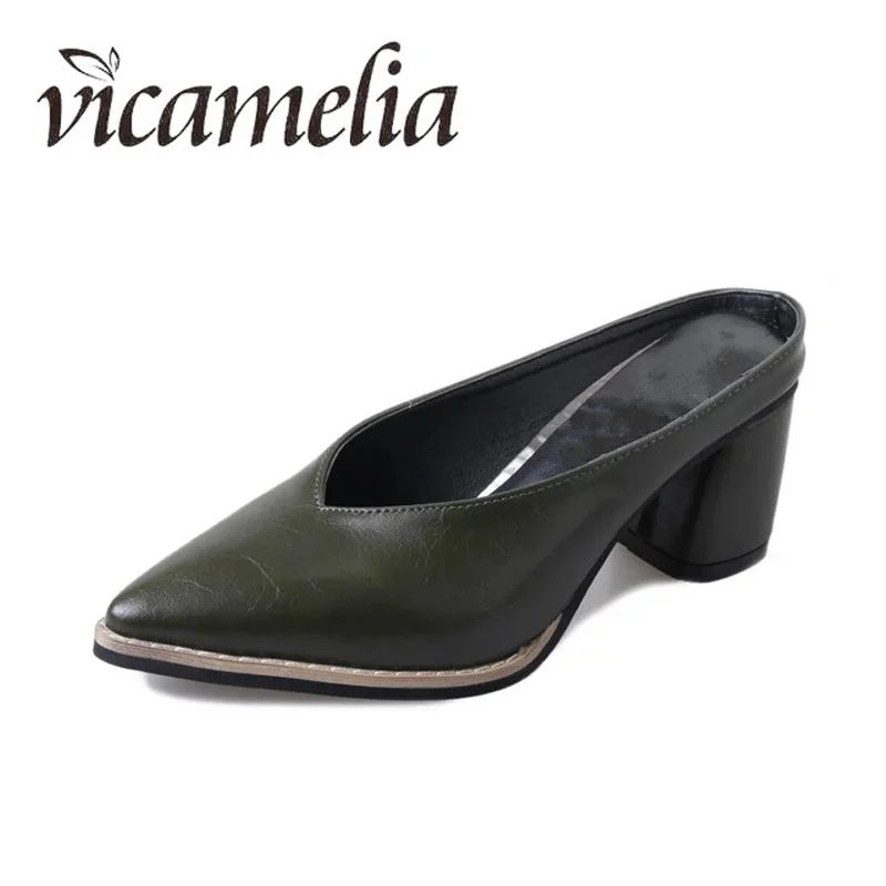 Vicamelia/Новая женская обувь сезон весна лето черные туфли лодочки с закрытым