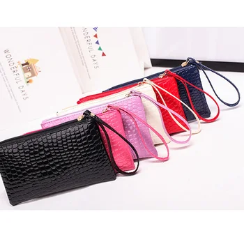 

Crocodile Grain Bag Leather Cosmetic Bag Women Organizer Pouch Purse Professional Women Clutch Bag