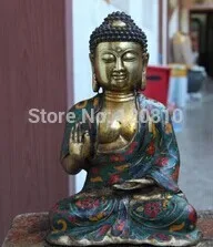 

China Buddhism Temple Copper Bronze Cloisonne Tathagata Statue Sakyamuni Buddha z