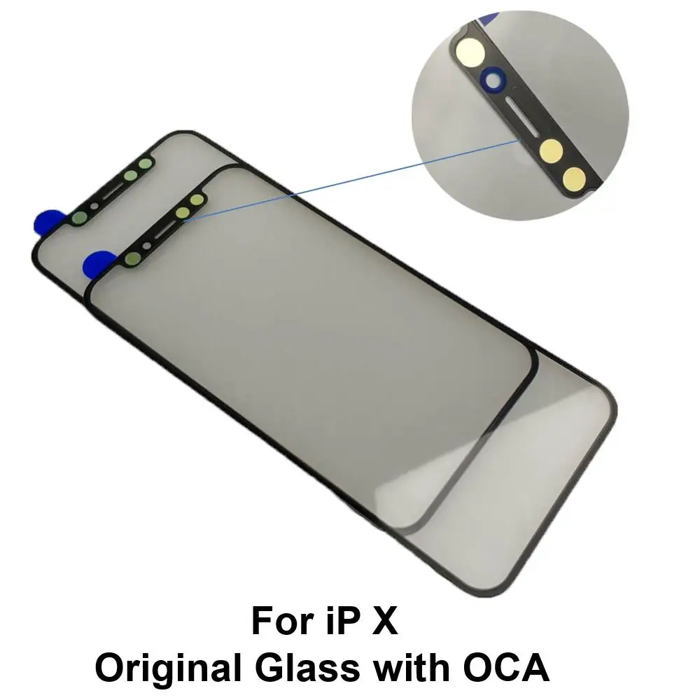 Original Front Screen Outer Glass Len with OCA Film Adhesive Parts For iPhone X  LCD Replacement