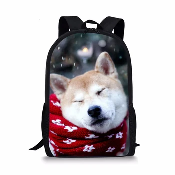 

THINK 3D Animal Shiba Inu Pattern Kids Backpack Classic Personalized High School Bookpacks For Girls Women Travel Bags Customize