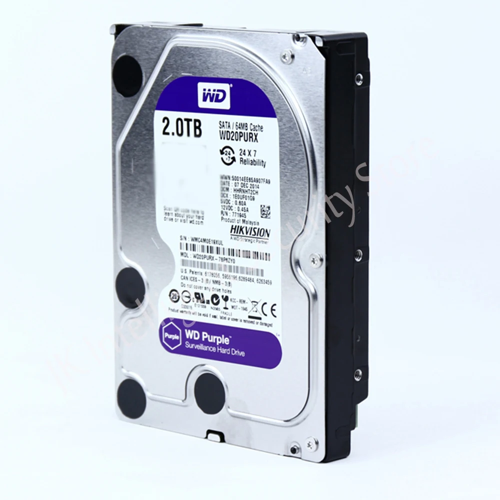Hikvision Мониторы Выделенный жесткий диск 2 ТБ WD purple 2000 ГБ HDD для NVR DVR ds 7608ni e2/8 P i2/8