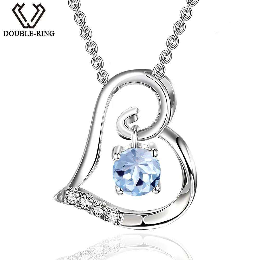 Женское ожерелье из серебра 925 пробы с подвеской в виде сердца|pendant blue topaz|fine
