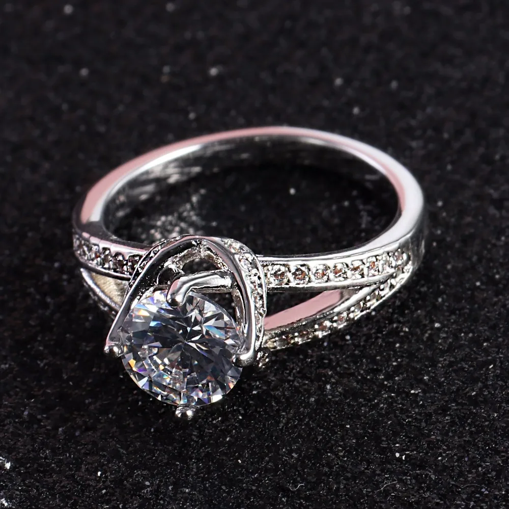 Роскошные AAA фианит камень кольца для женщин Mne прозрачный Классический Тонкий Обручальное Серебро Цвет обручение кольцо модные украшения