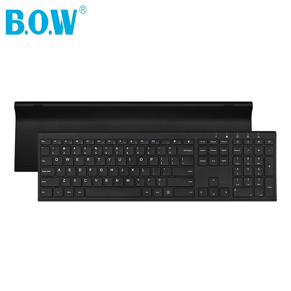 B.O.W Slim Matte Metal feel 2.4Ghz Wireless keyboard(110 / 99keys), Compact Rechargeable Thin keyboard for Desktop Pc,Laptop