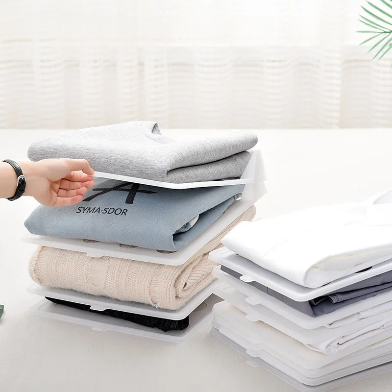 

5Pcs/Lot Shirts Tee Clothes Wardrobe Storage Home Organizer Plastic Closet Drawer Organizer Cabinet Folding Board Storage Rack