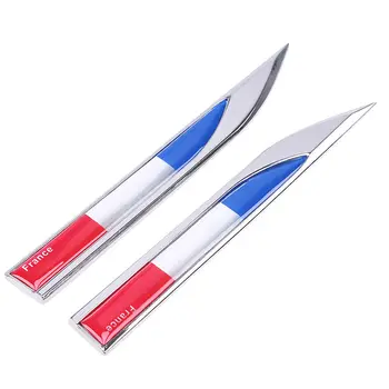 

2 pcs Side Wing Metal Blade Fender 3D Stickers France letter countries national flag Emblem Logo Decal motorcycle car styling