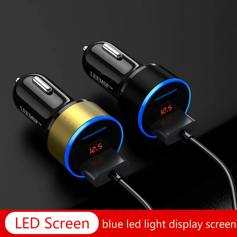 

New Dual USB Port Fast Car Charger 3.1A Car Cigarette Lighter Socket Universal USB Auto Car-Charger With LED Car Voltage Display