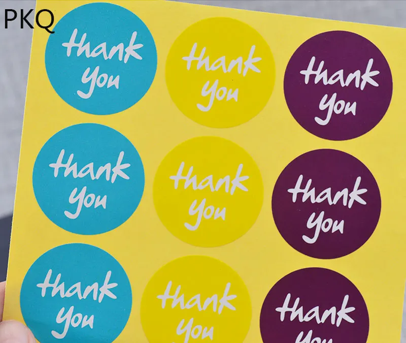 

120pcs/lot Color Thank You Self Adhesive Sealing Stickers Multifunction Diary Gift Paper Sticker Round Shape Baking Gift Label