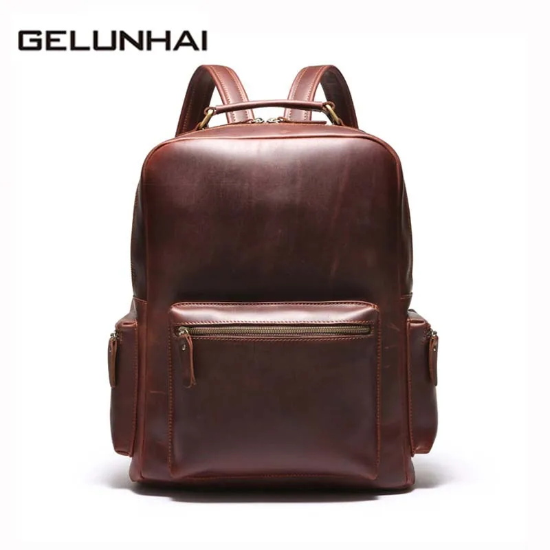 

Mochilas Direct Selling Top Zipper 2019 Men Backpacks Genuine Leather Man Travel Bag Backpack Men's Crazy Horse Male Bags 8873