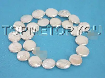 

Free Shipping>>new hot Stunning! 16mm white round coin pearls necklace E648