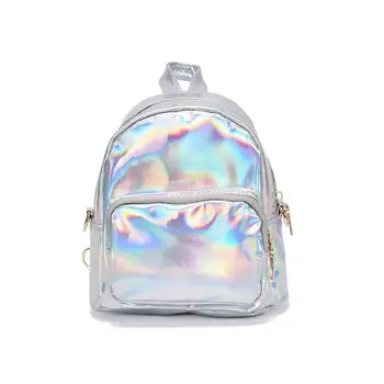 

Fashion Women's Holographic Faux Leather Small Backpack Tote Zipper Shoulder Bag Gift