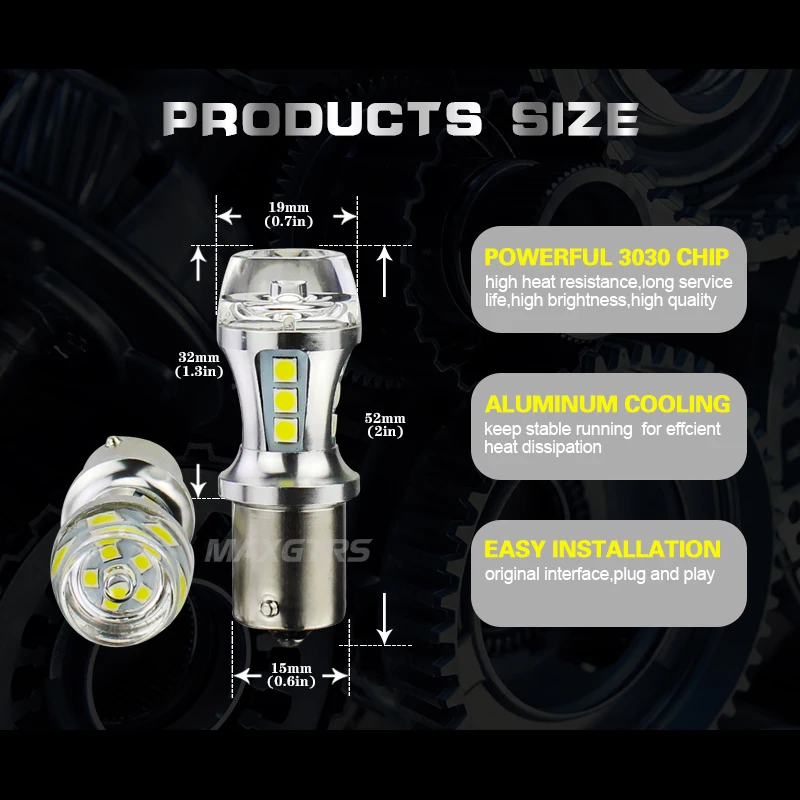 MAXGTRS 2x1156 светодиодный BA15S P21W S25 18 светодиодный 3030 фишек 6000K белый красный желтый стоп-сигнал задний фонарь DRL Автомобильная задняя лампа